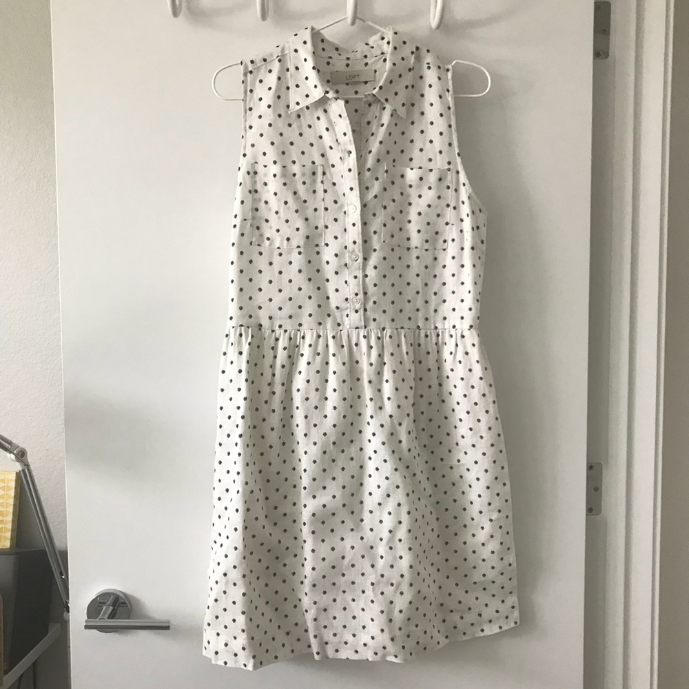 Loft sleeveless linen shirt dress // size 4 // EUC